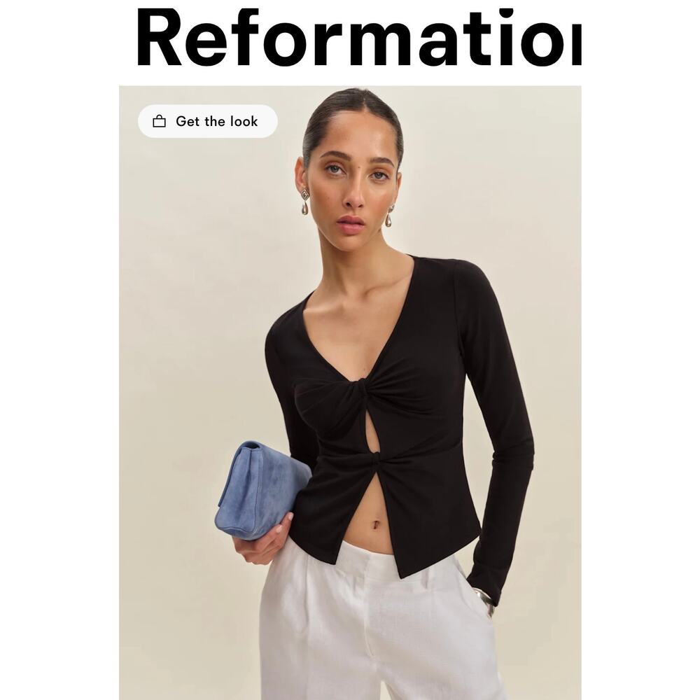 Reformation Black Long Sleeve Blouse